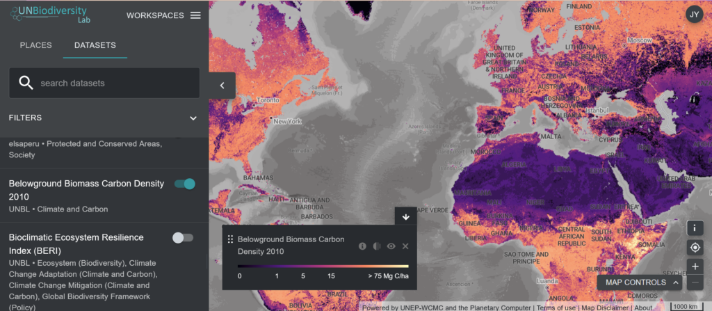 Map of the UN Biodiversity Lab